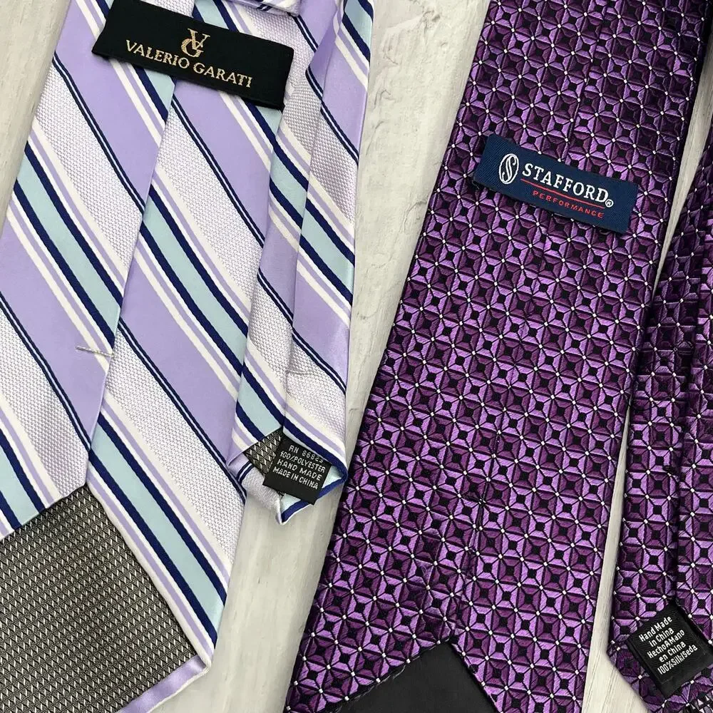 5pc Silk Tie Bundle Purple Vintage Modern Neckwear Professional Crafts Business